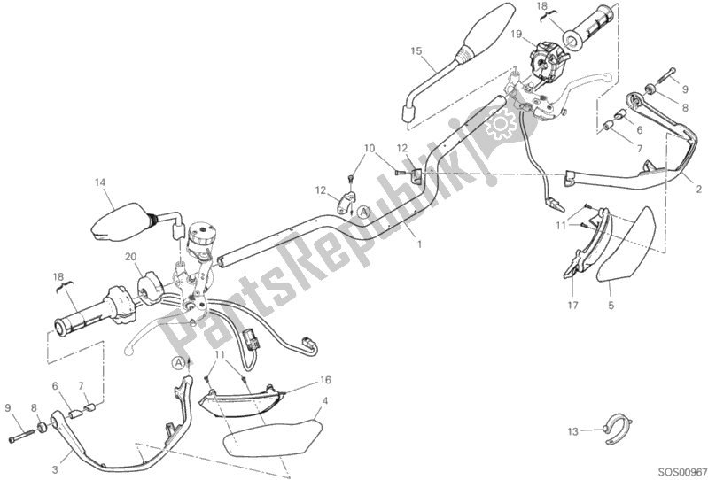 Tutte le parti per il Manubrio del Ducati Hypermotard 950 USA 2020